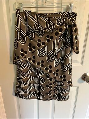 Maeve black, ivory and tan Abstract Print skirt